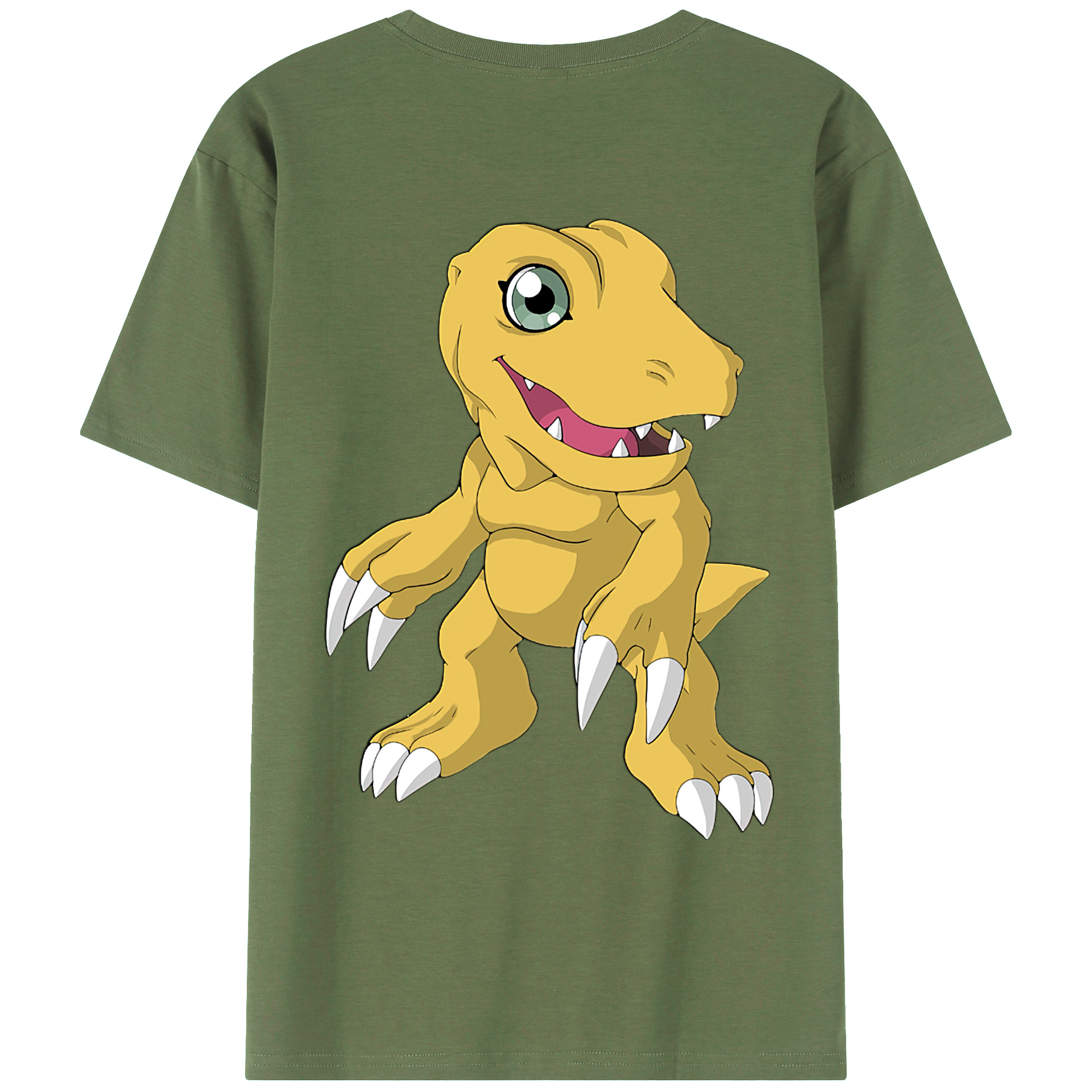 （画像用） Digimon デジタルモンスター/デジモン 綿100％ メンズ半袖Tシャツ（バックプリント） 通気性